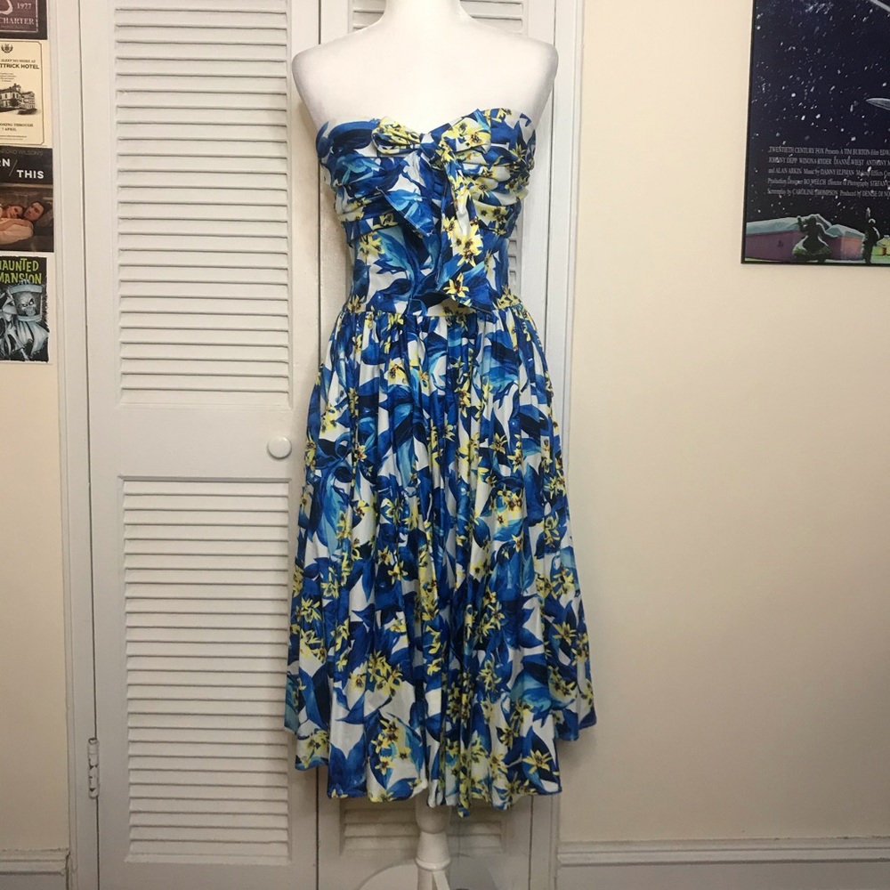 EUC Unique Vintage Strapless Dress - L - Picture 1 of 4